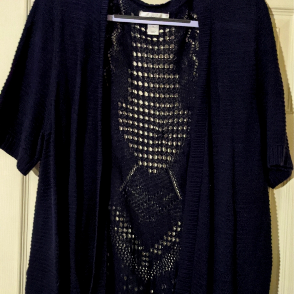 CJ Banks Navi Knit Cardigan Size 1X